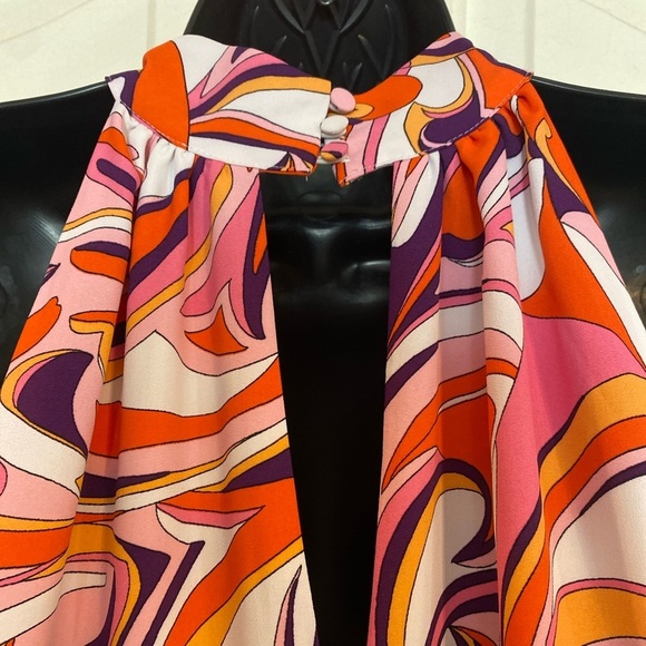 “EXPRESS” Retro Swirl Halter Neck Maxi Dress - Picture 10 of 13